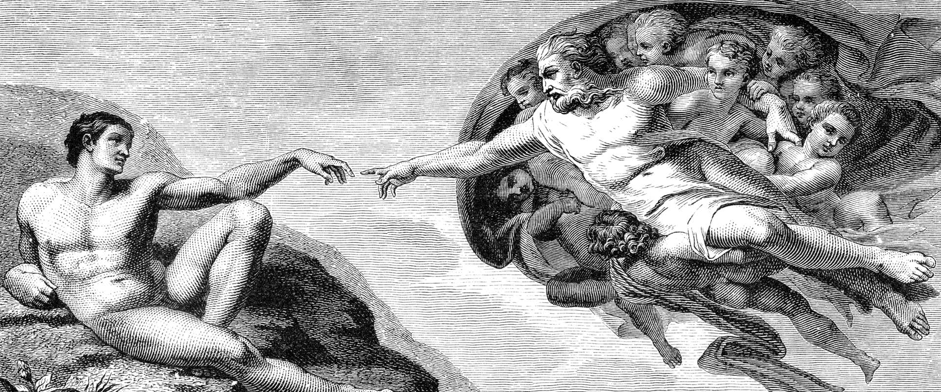 Michelangelo's The Creation of Man from the ceiling of the Sistine Chapel - Illustration