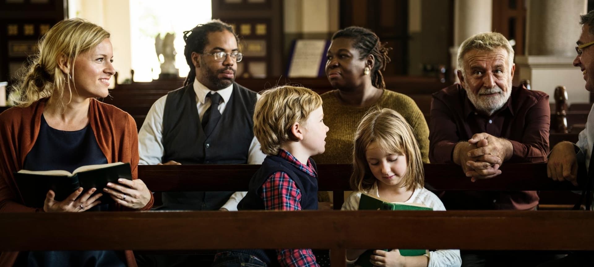 Church people on pew