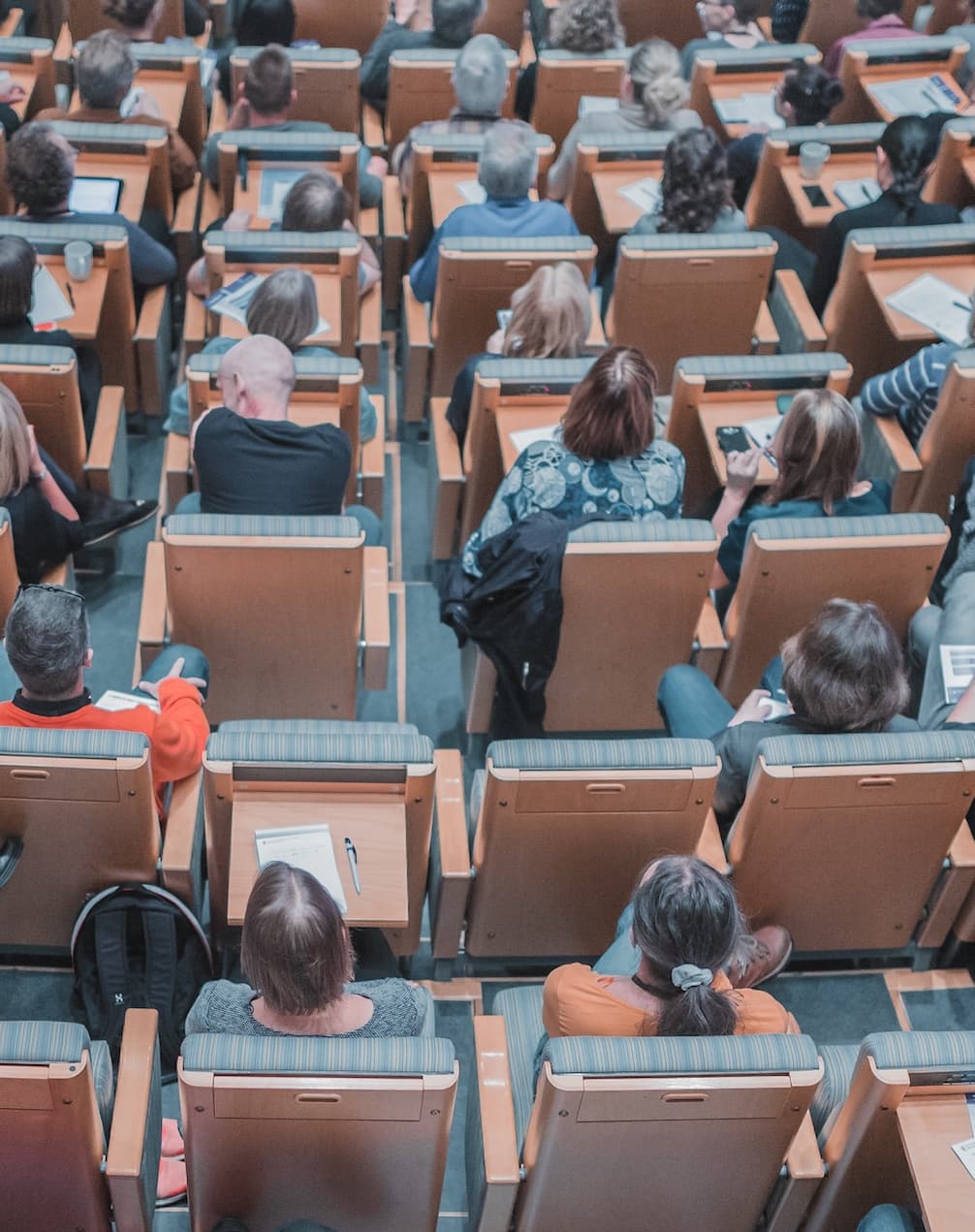 college lecture hall from a top-down view