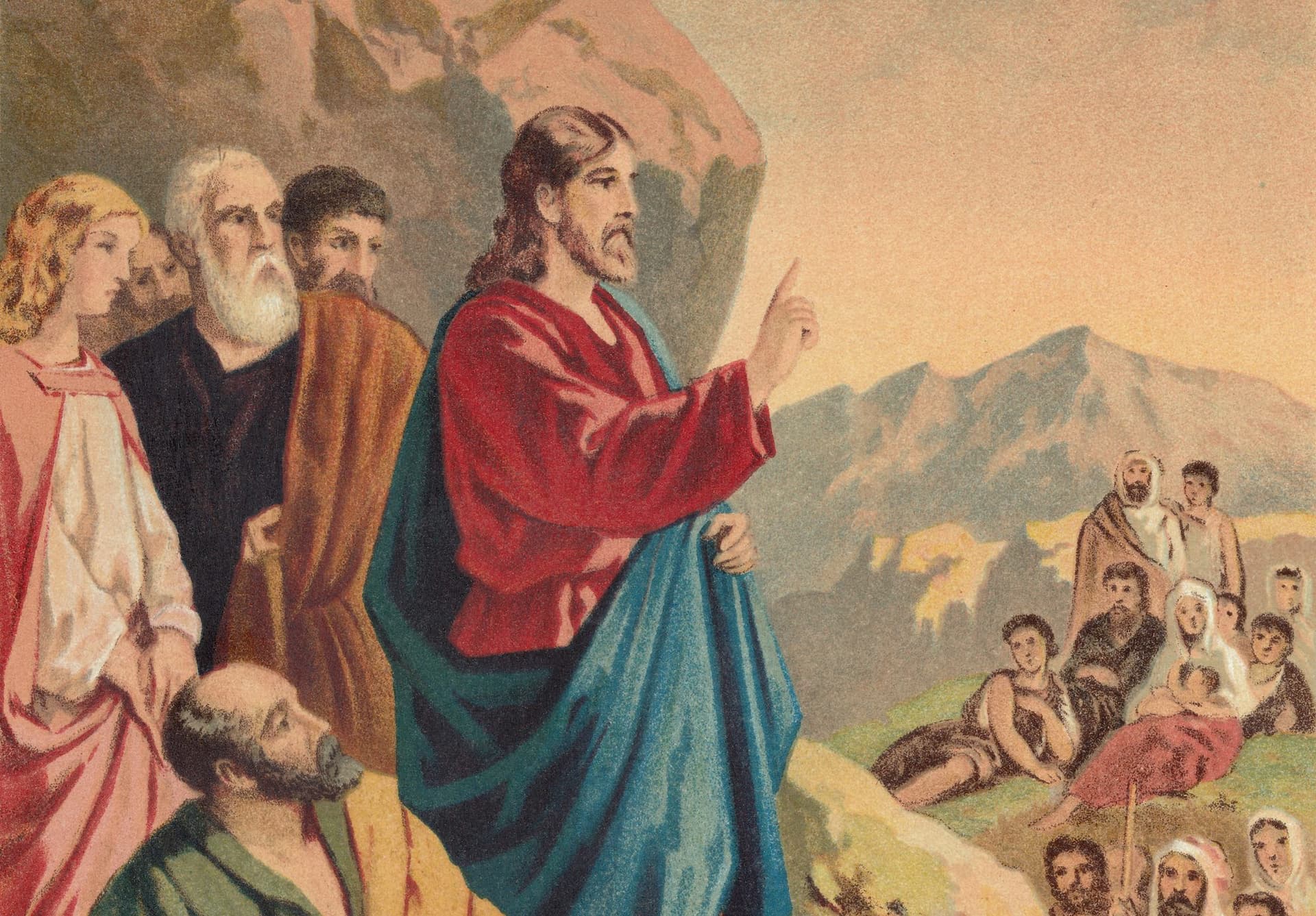 Illustration of Jesus teaching on Sermon on the Mount