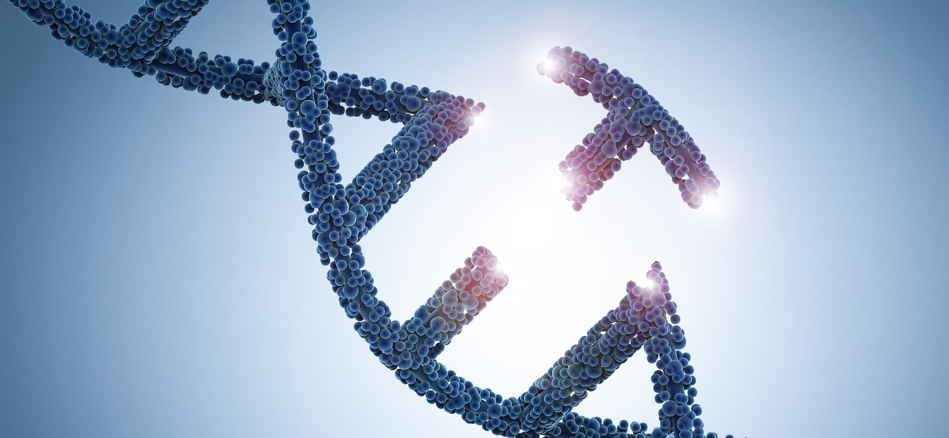 image of a piece of a doublle helix coming off of the strand