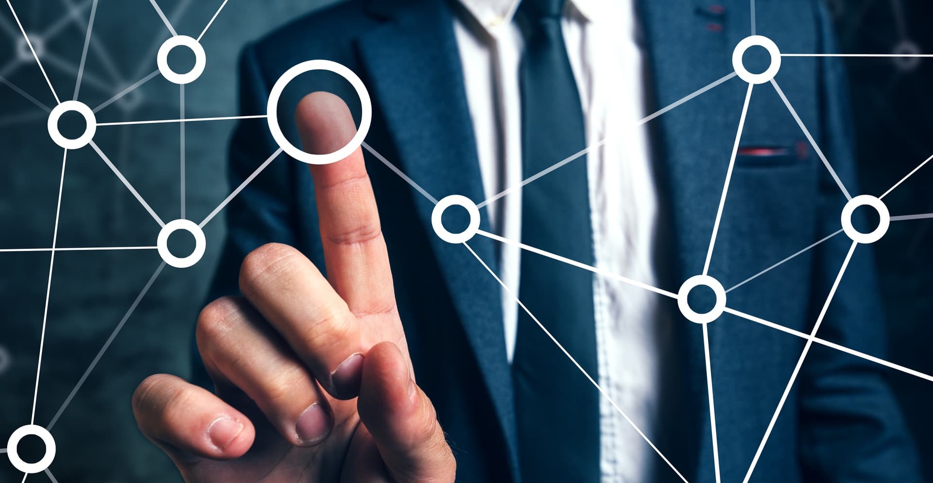 a finger touching connecting dots