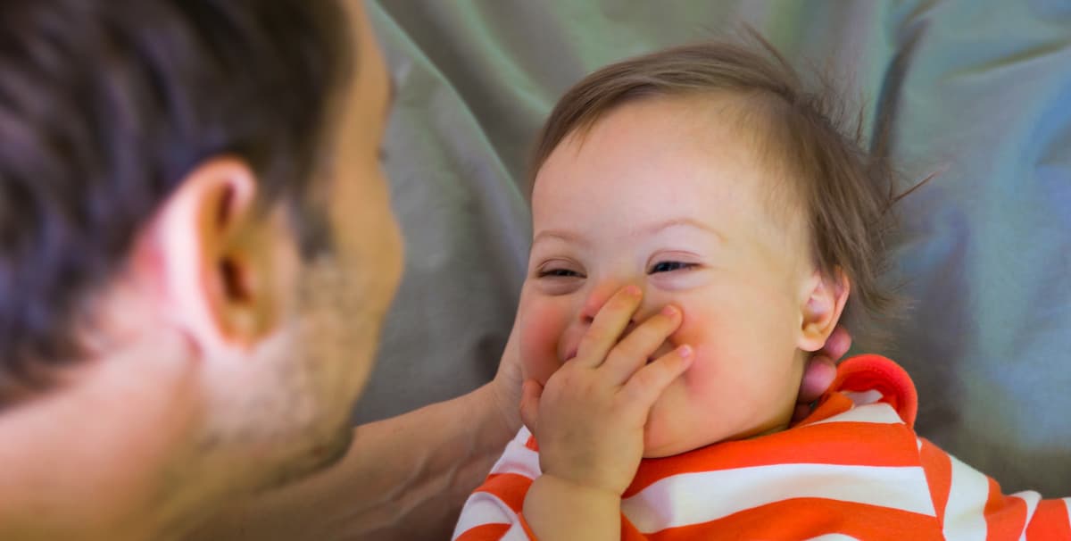 baby looking at a parent