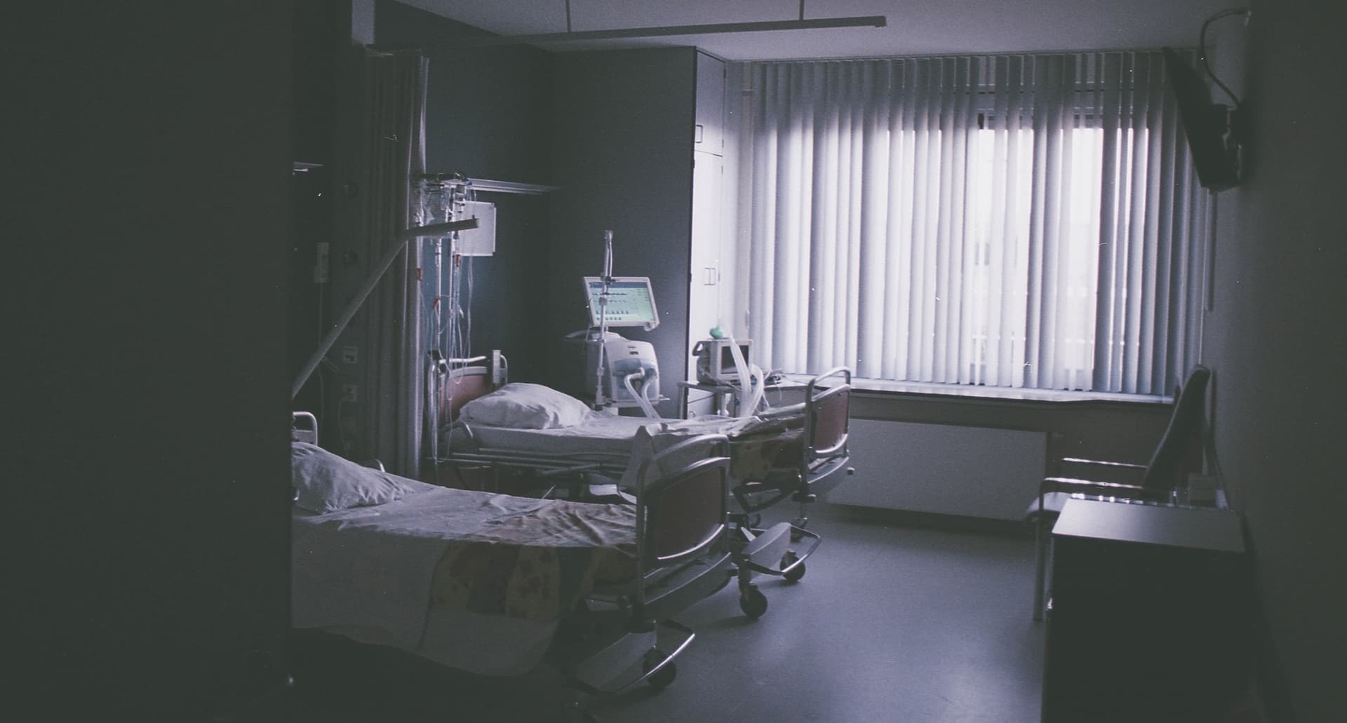 hospital room with two beds