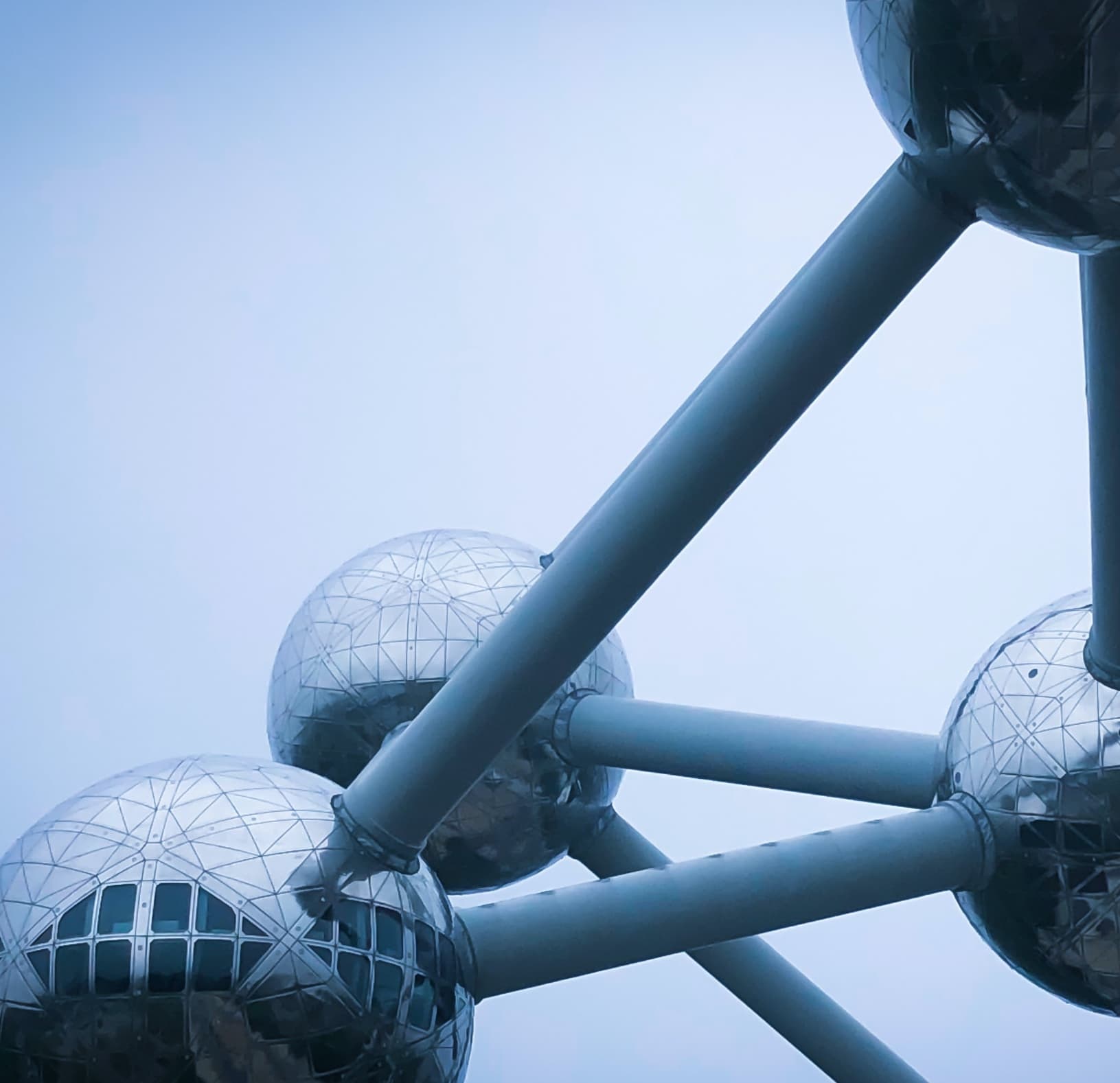 close up of an atom sculpture