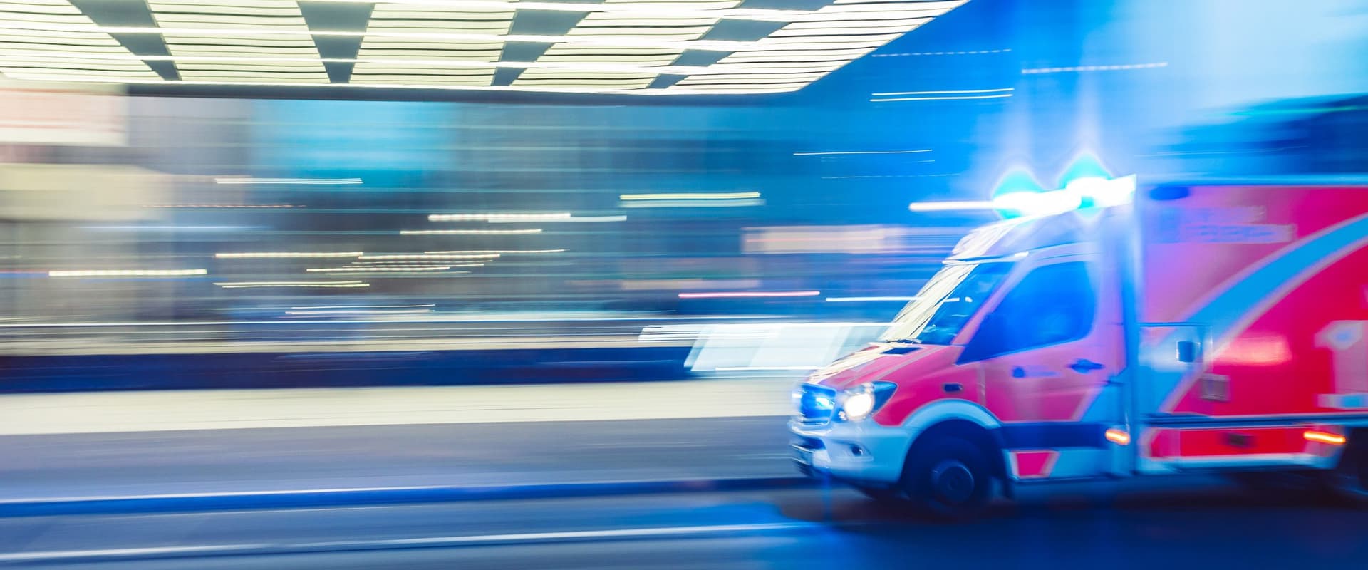 blurred ambulance with lights