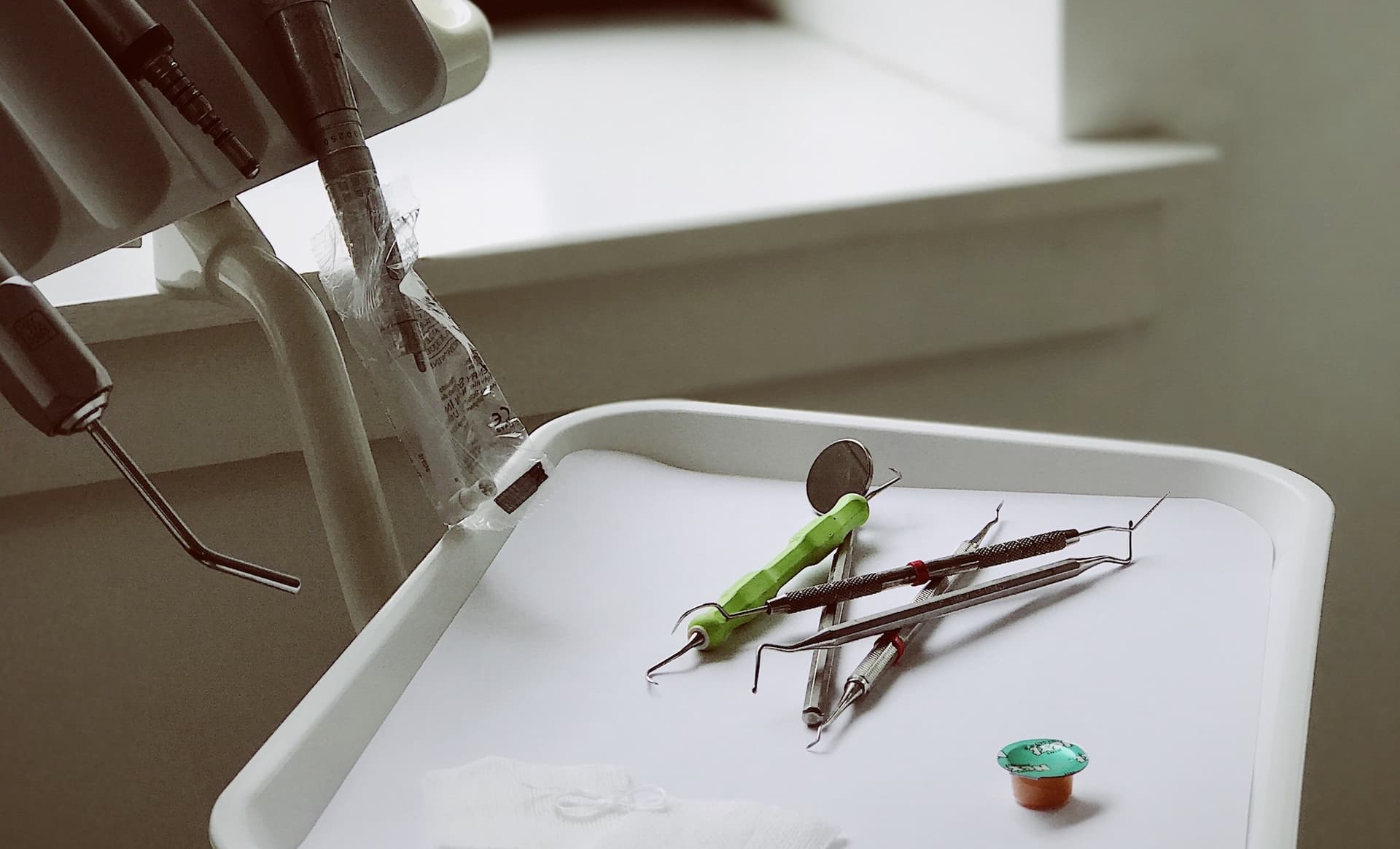 dental tools on a tray