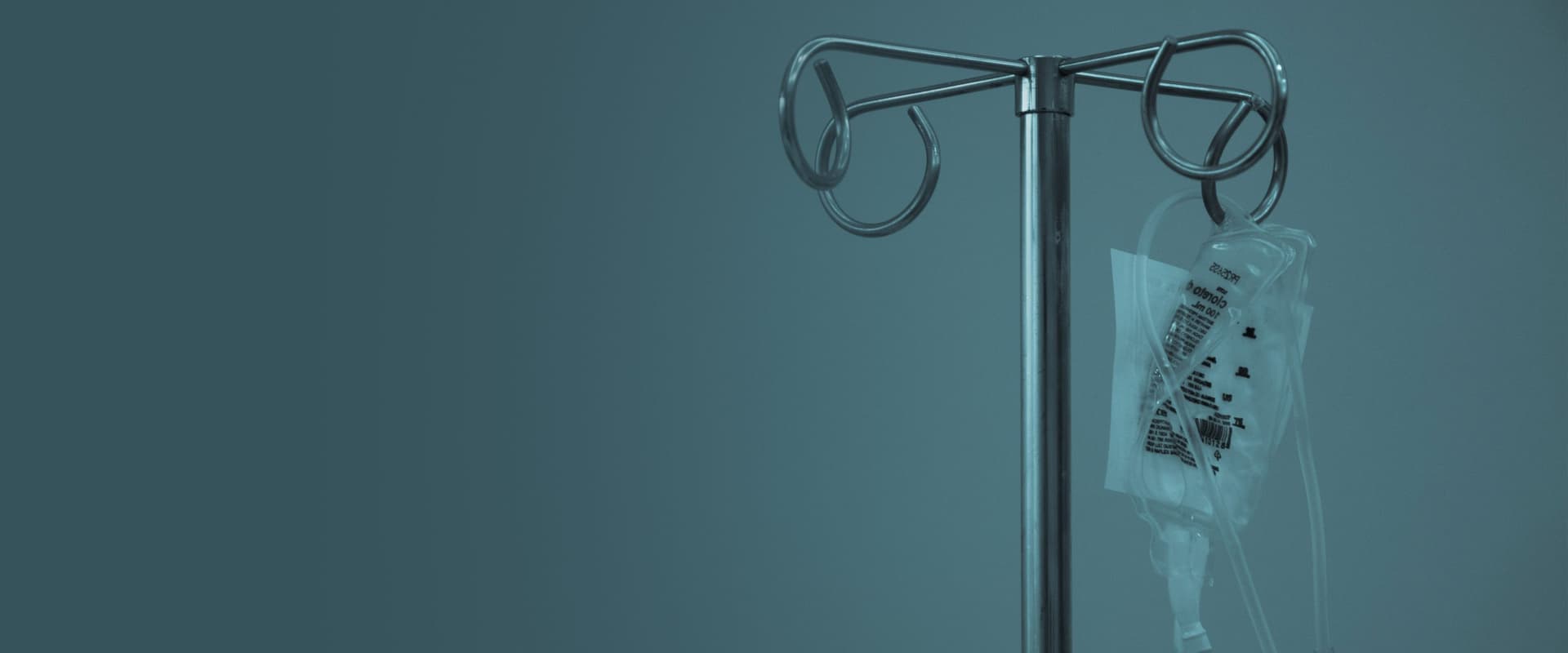 IV bag on blue background