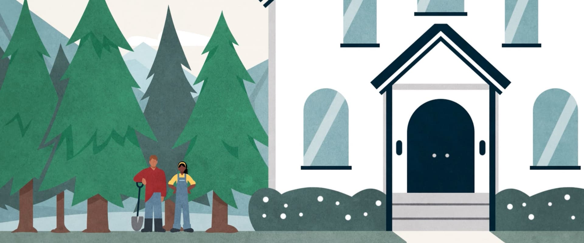 planting trees by church