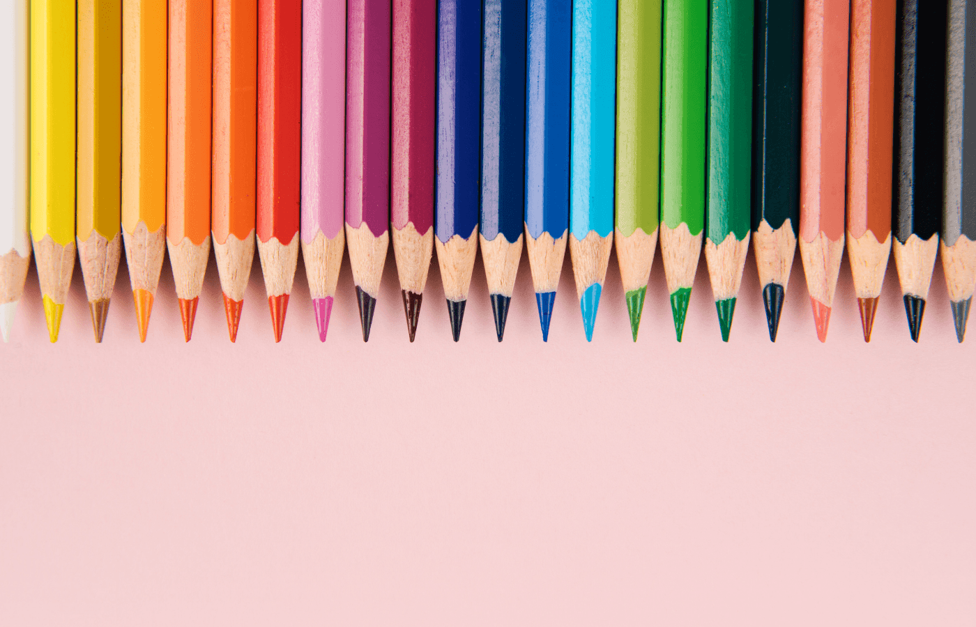 colored pencils in a line