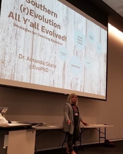 Dr. Townley giving a talk on teaching evolution in the south