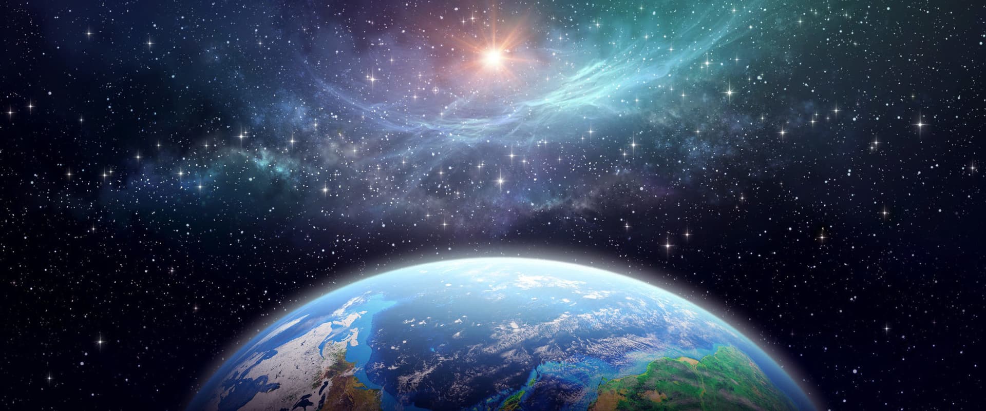 Artistic image of earth surrounded by space full of stars