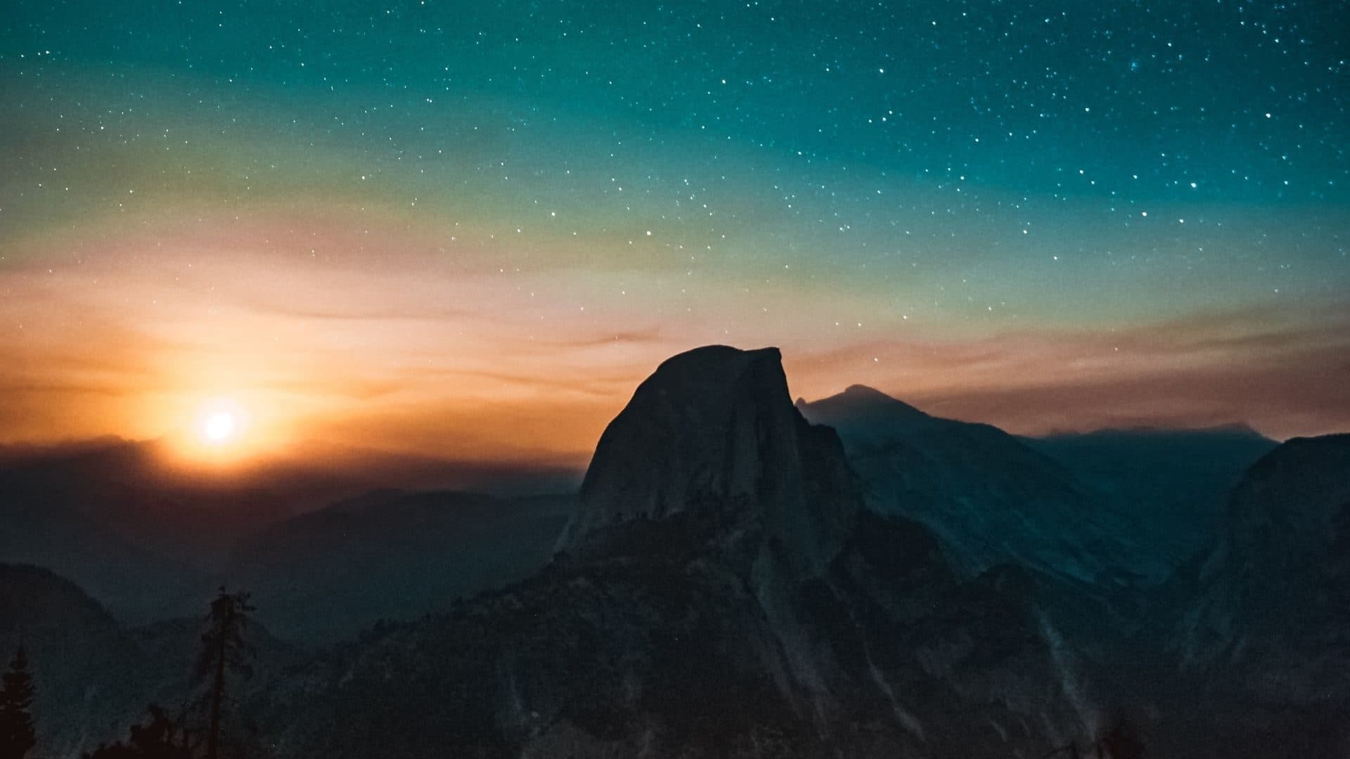 half dome at sunset
