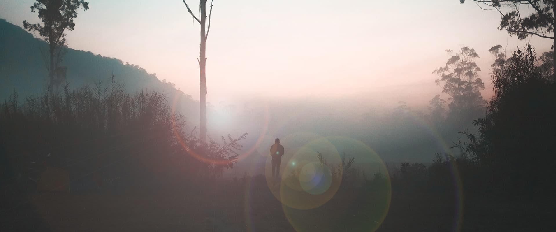 figure coming out of fog