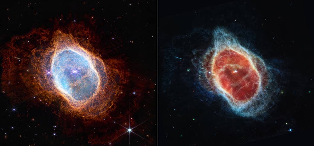 Two Images of Southern Ring Nebula captured by James Webb Telescope