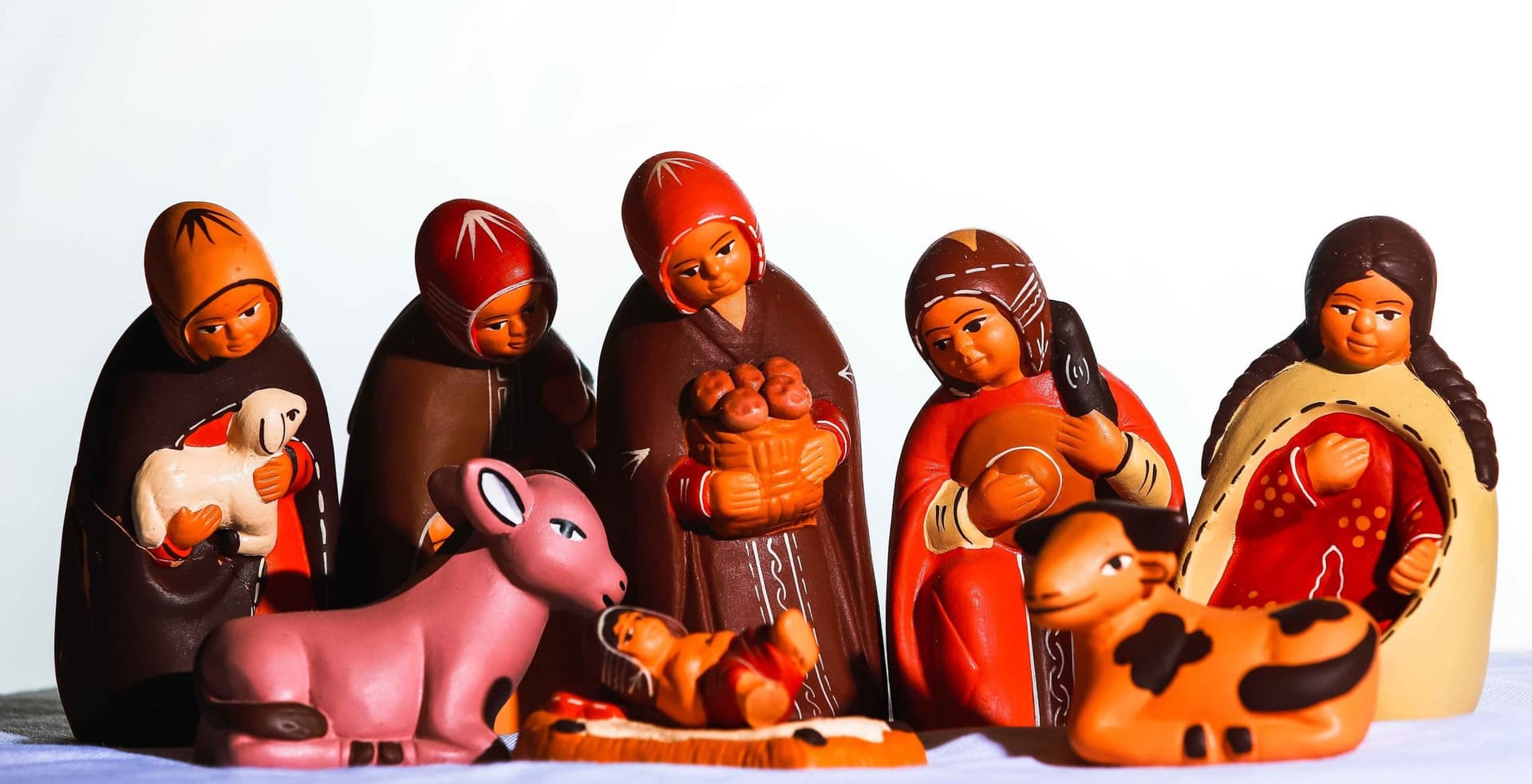 nativity set with farm animals