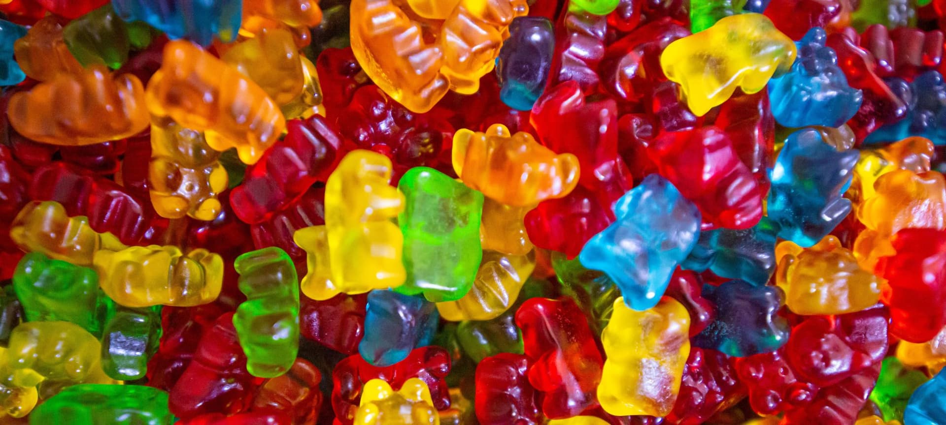 Assortment of colorful gummy bear candy
