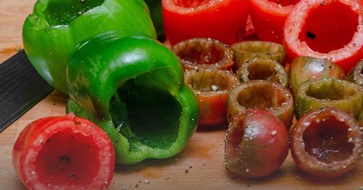 Cut peppers with spices