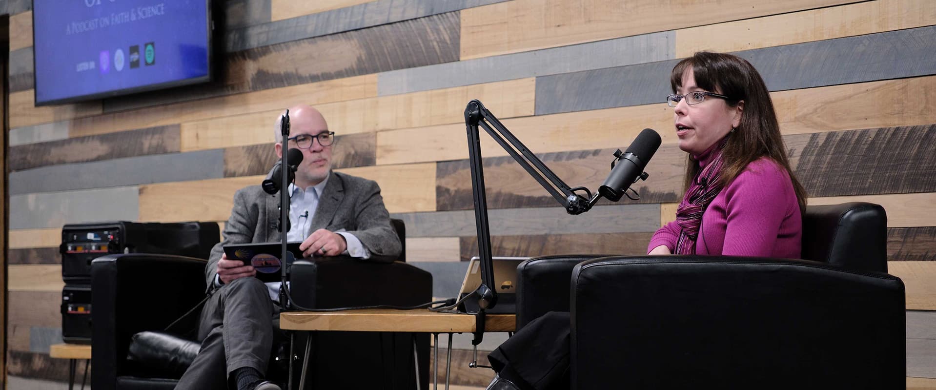 Jim Stump and Molly Worthen on stage