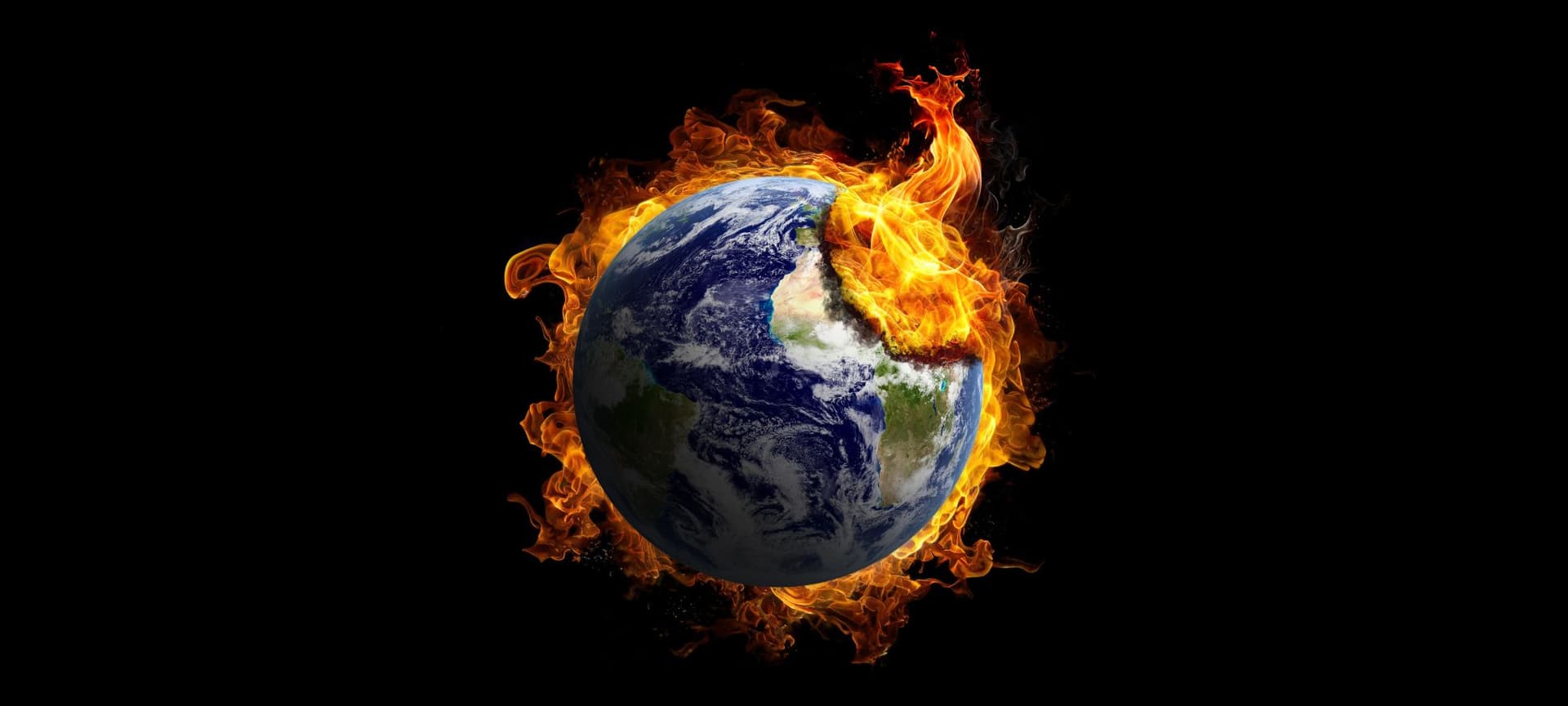 Image of planet earth on fire.