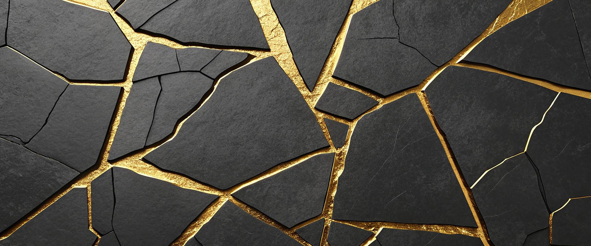 Gold repairs in pottery kintsugi