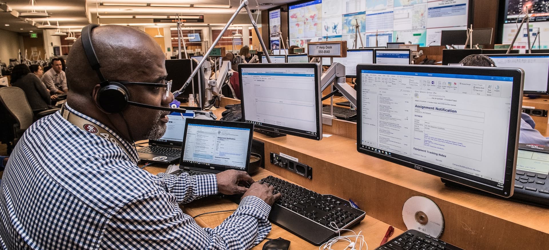 cdc worker on computer