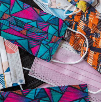Colorful and various patterned face masks